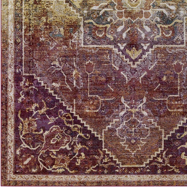 Transitional Distressed Vintage Floral Persian Medallion 8x10 Area Rug
