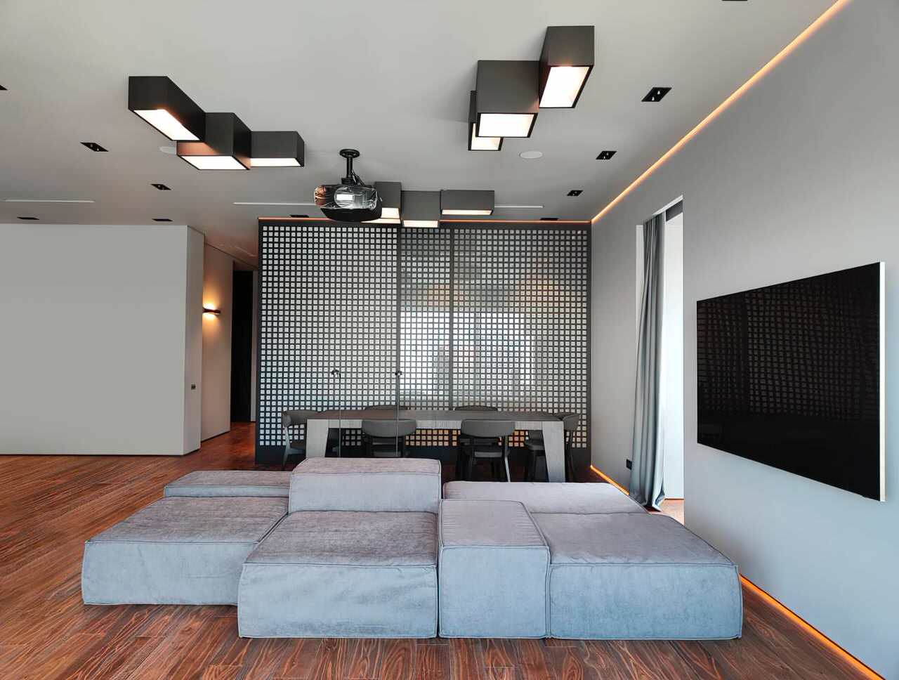 Современный шкаф и ТВ-модуль с 3D эффектом