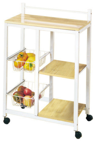 Acme Sitara Kitchen Cart, White and Natural