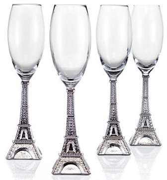 Eiffel Tower Flutes, Set of 4 contemporary-wine-and-bar-tools