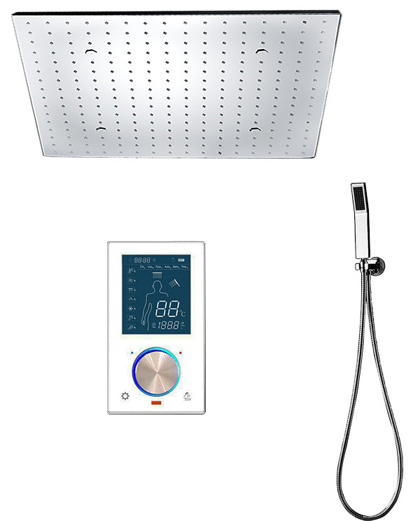 BathSelect 20" Large Shower Head With 3 Ways Digital Mixer and Handshower