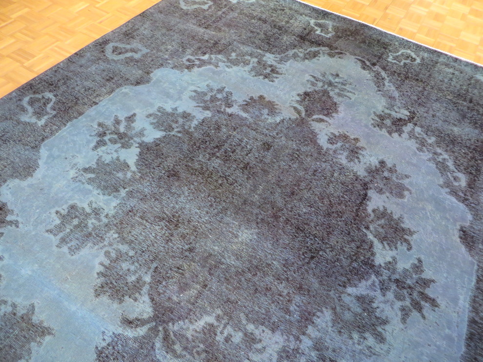 10x12 Hand Knotted Overdyed Aqua Blue Persian Tabrez Oriental Rug Traditional Area Rugs by