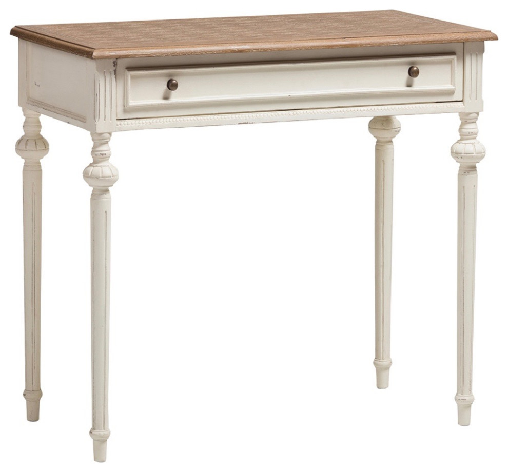 Marquetterie French Provincial Weathered Oak and Whitewash Writing Desk