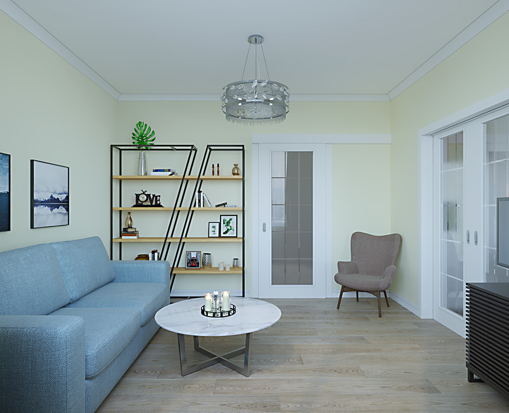 Интерьер гостиной с раздвижными межкомнатными дверями