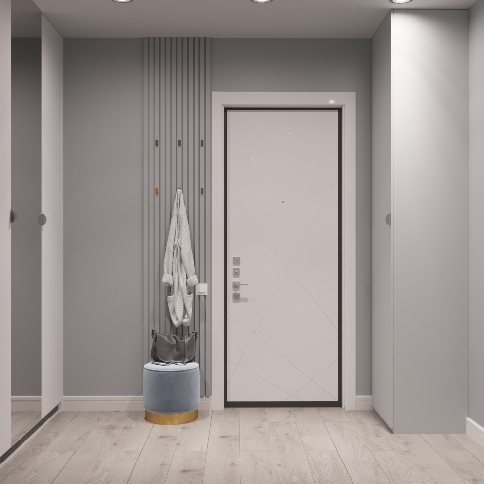 Однокомнатная квартира в серо-голубых тонах