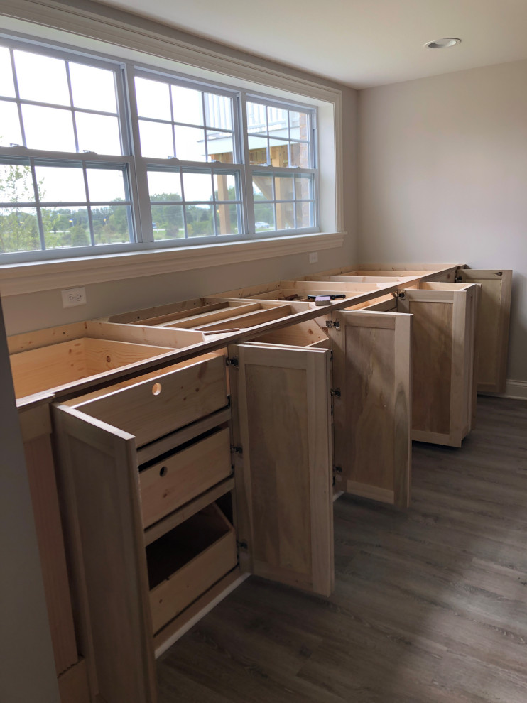 Inspiration for a transitional basement remodel in Chicago