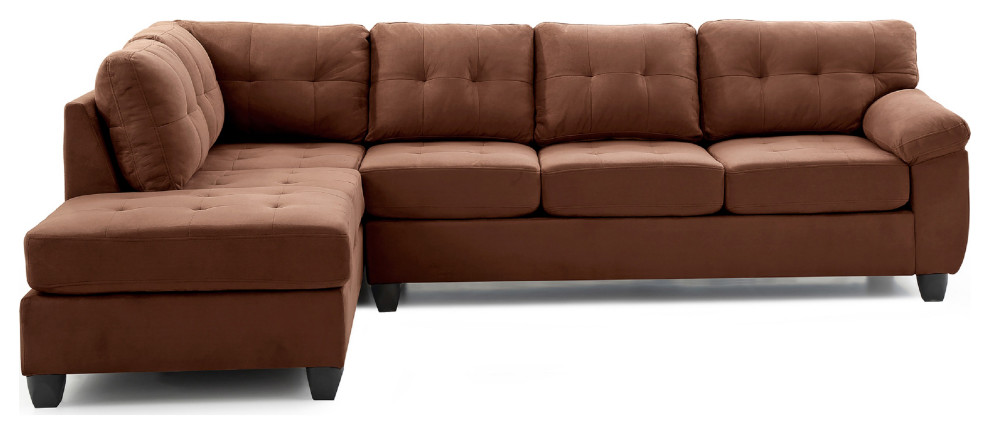Gallant 111" W 2 Piece Microfiber L Shape Sectional Sofa, Chocolate