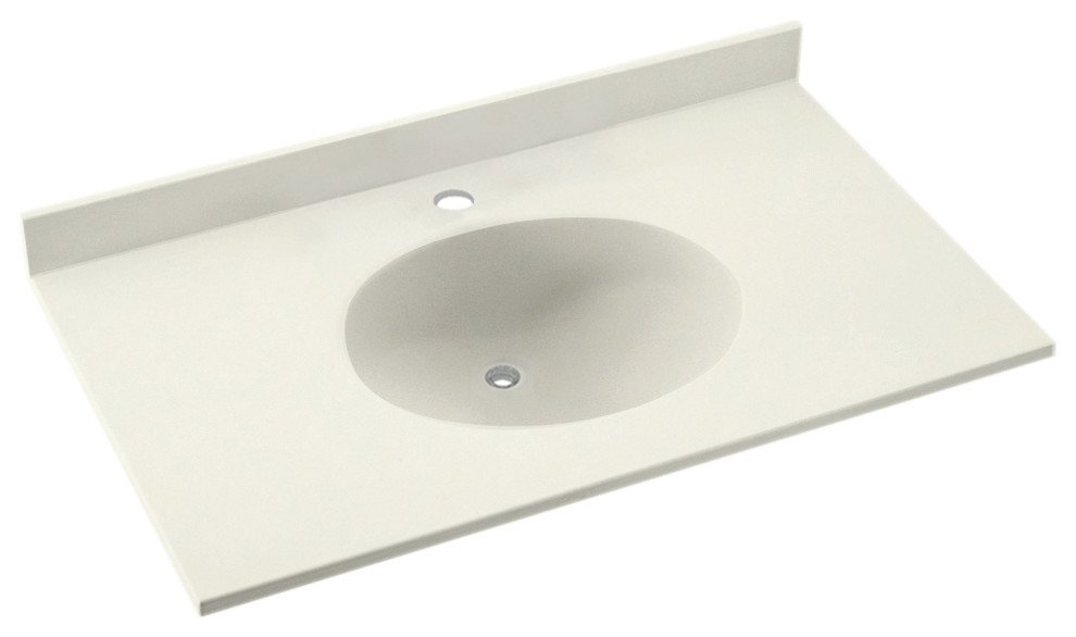 Swan Ellipse Solid Surface Vanity Side Splash – 0.75 X 22 X 3 Inches, Bisque, Easy Install For 22-Inch Tops