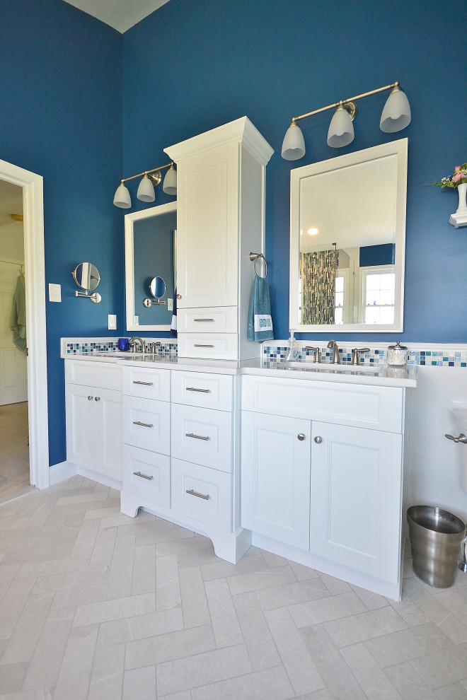 Master Bath Remodel with Blue Inspiration - Transitional - Bathroom ...