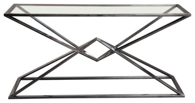 Aria Rectangle Stainless Steel Console Table, Black