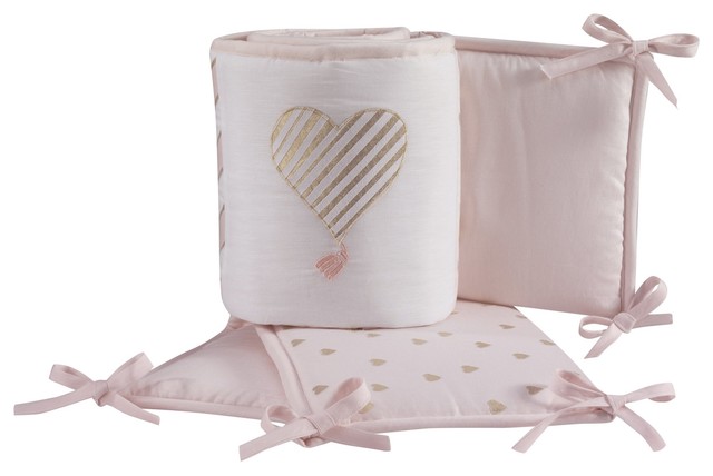 Lambs & Ivy Baby Love 4-Piece Crib Bumper - Pink, Gold, White, Love, Hearts