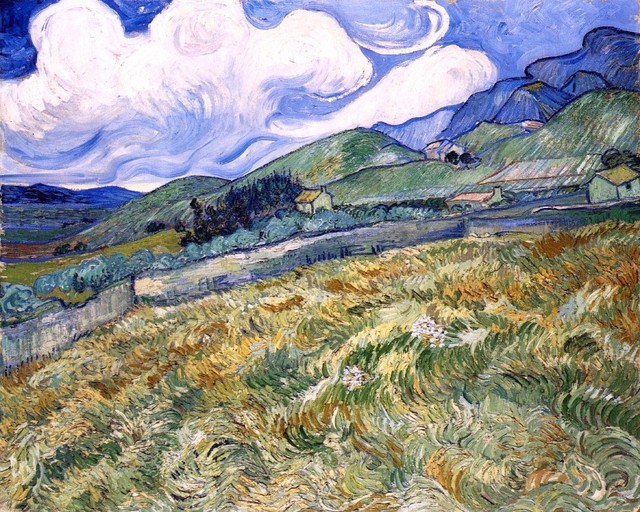 Vincent Van Gogh Wheatfield With Mountains in the Background Wall Decal