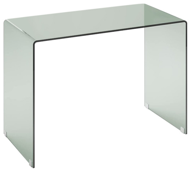Bent Glass Computer Desk Contemporary Rectangular Shaped PC Laptop