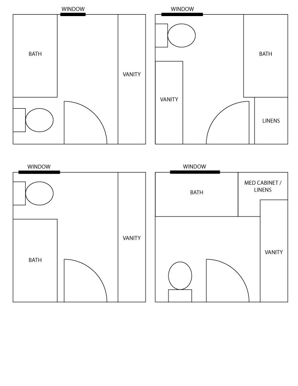 four choices - guest bathroom layout