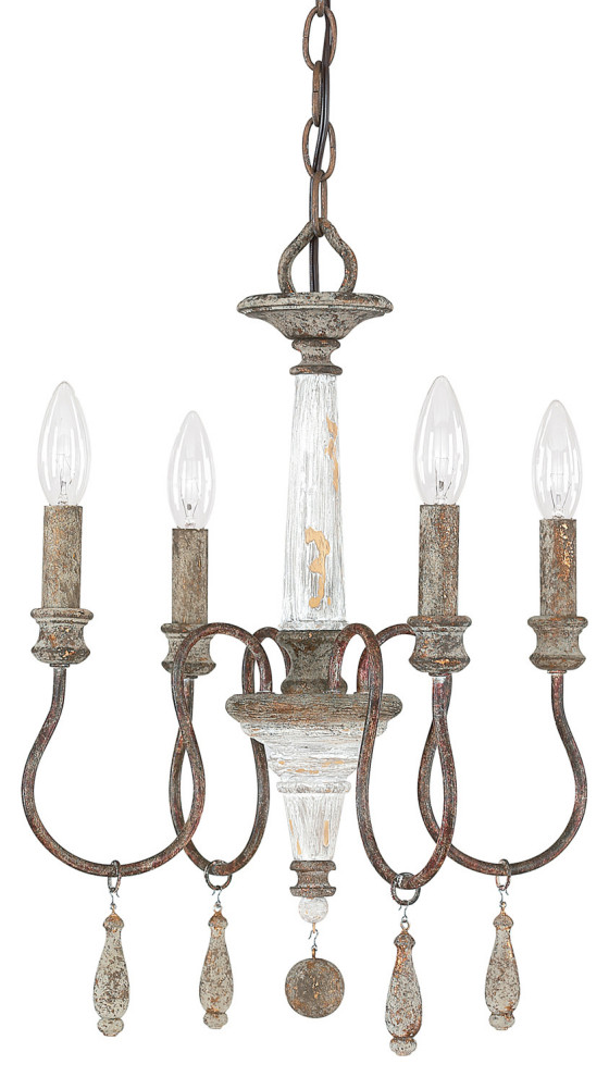 Bellevue CA9A193A 4 Light 14"W Taper Candle Chandelier - French Antique