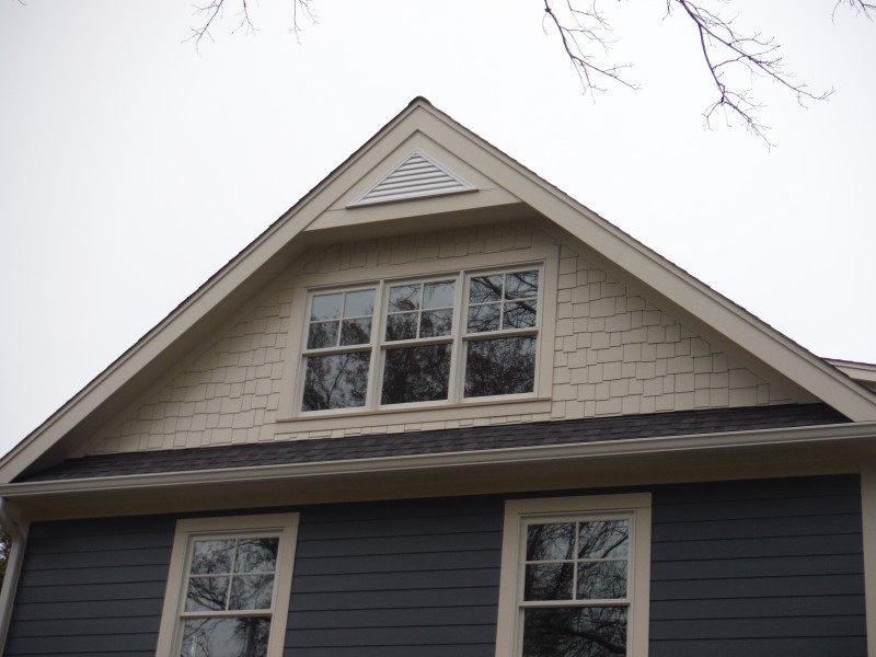 Evening Blue Lap Siding w/ Shingle Siding and Board & Batten Siding ...