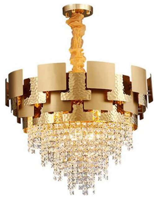 Bern Gold Plated Crystal Chandelier, Gold Tone Crystal Chandeliers