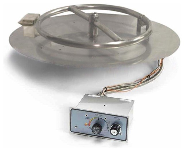 Flame Sensing Spark Ignition Fire Pit Burner Kit, 14" Pan, Natural Gas Traditional Fire Pit