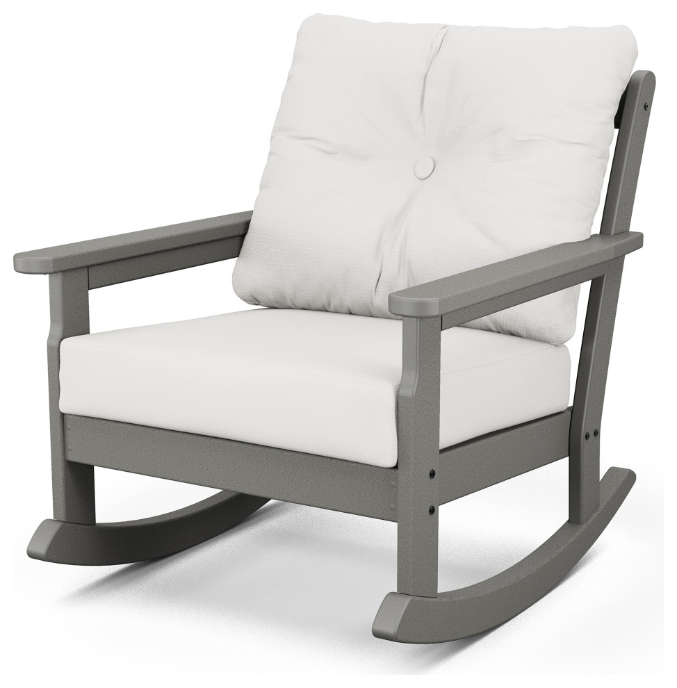 Vineyard Deep Seating Rocking Chair, Slate Gray/Natural Linen