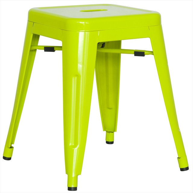 Alfresco Galvanized Steel Side Chair in Lime Green - Set of 4
