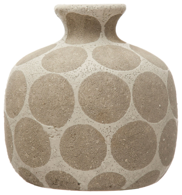 Terracotta Vase with Wax Relief Dots, Natural, Natural