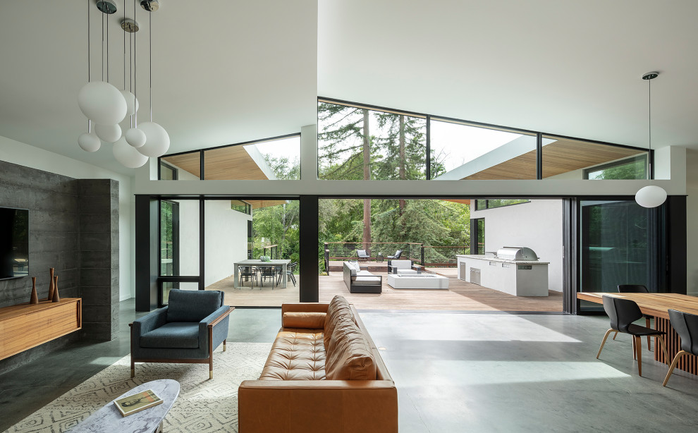 Living room - mid-century modern living room idea in San Francisco