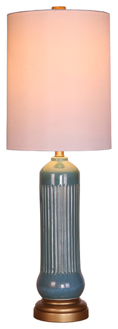 Lucille 35.5" Table Lamp with Drum Shade, Turquoise