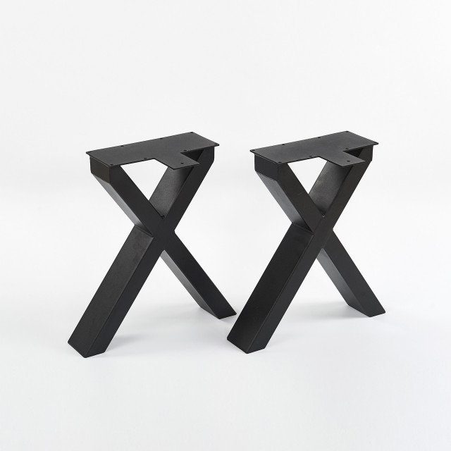 X-Type Table Leg, Set of 2, Black, 16''