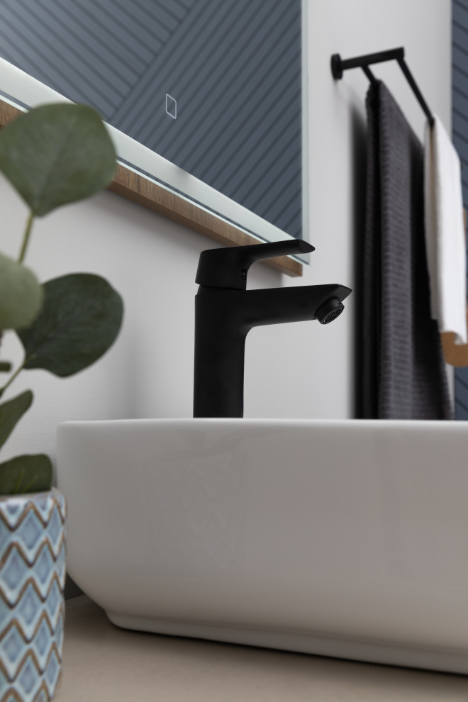 Черный современный сместиль для раковины