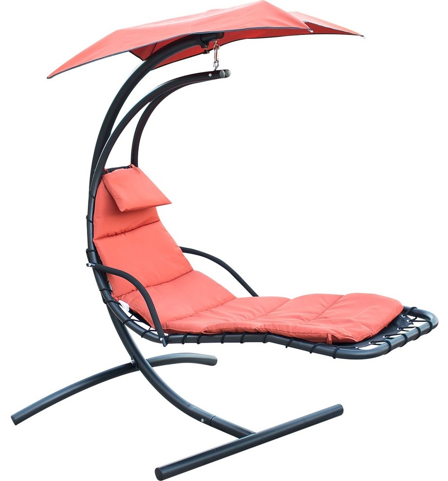 Hanging Chaise Helicopter Type Lounger Chair, Orange