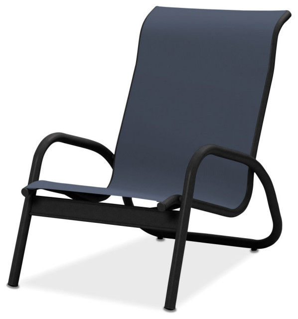 Gardenella Sling Stacking Poolside Chair, Textured Black, Augustine Denim