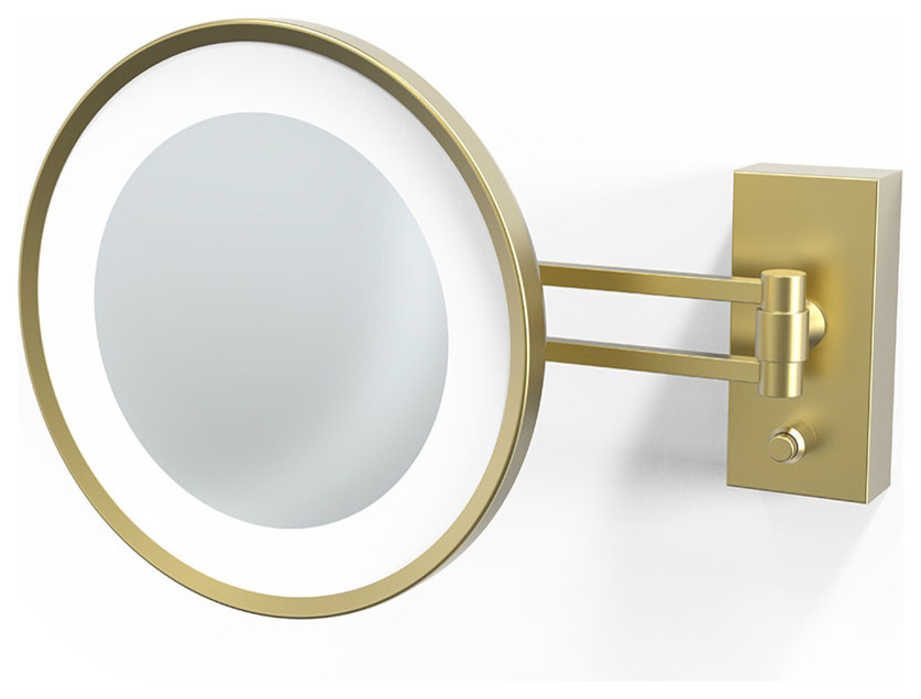 Smile Hard Wired LED Lighted 5x Magnifying Mirror Contemporary Makeup Mirrors by Modo Bath