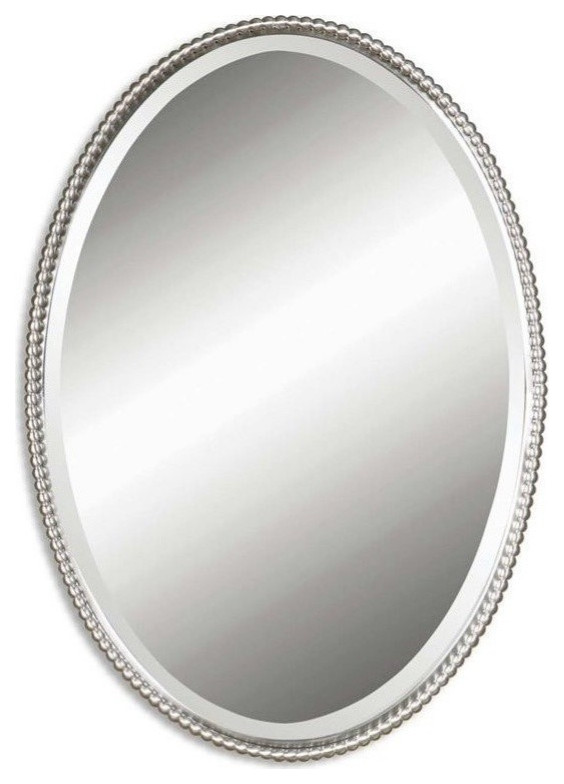 Uttermost Sherise Brushed Nickel Oval Mirror