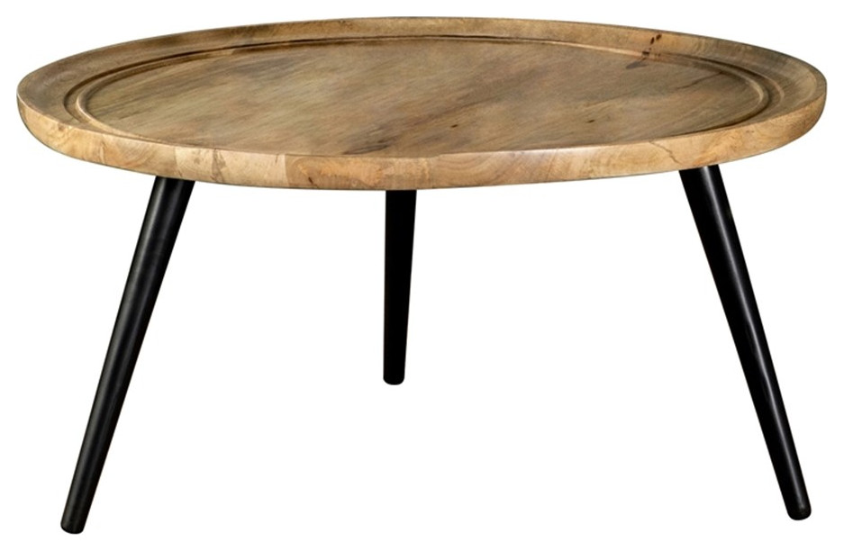 Coaster Zoe MidCentury Wood Round Coffee Table with Trio Legs in