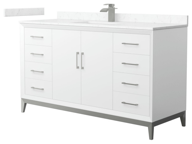 Amici 60 Inch Bathroom Vanity, Carrara Cultured Marble Countertop ...