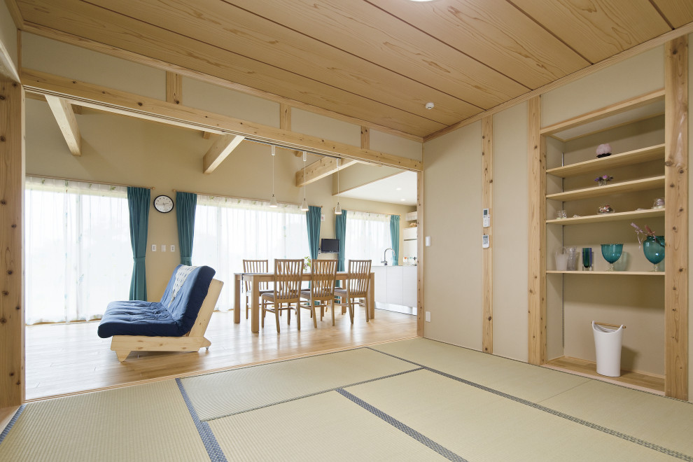Ispirazione per una camera degli ospiti con pavimento in tatami