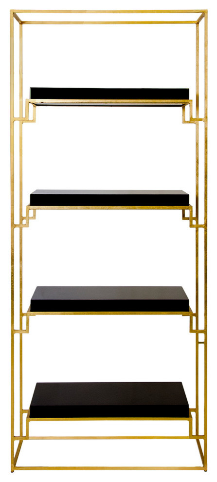 Gold Leaf Etagere With Lacquer Shelves, Gold Leaf Bookcase