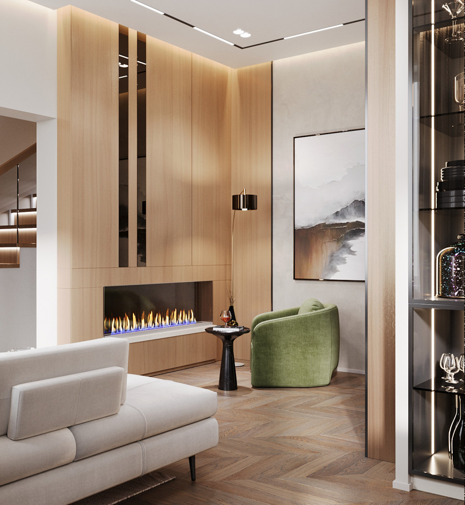 Дизайн проект дома в поселке " Женева". Кухня-гостиная