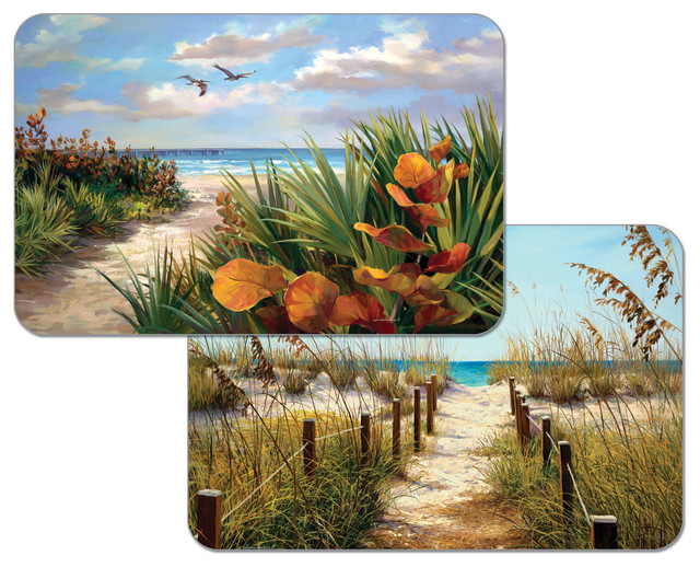 Vinyl Plastic Placemats Coastal Path To The Beach Set of 4 Beach