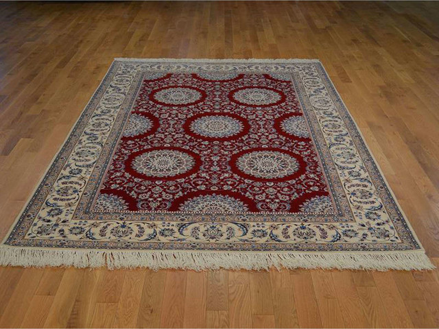 Hand Knotted Signed Persian Nain Rug, Hand Tufted Wool Rug 9×12