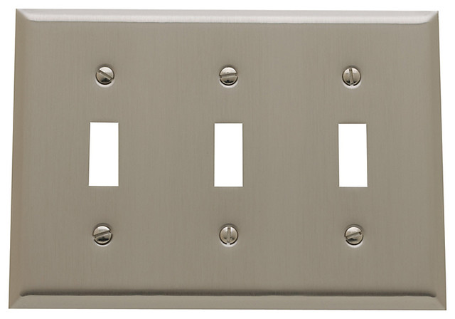 4770150 Triple Toggle Beveled Switch Plate, Satin Nickel