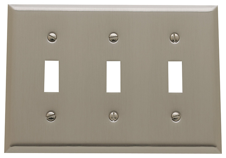 4770150 Triple Toggle Beveled Switch Plate, Satin Nickel