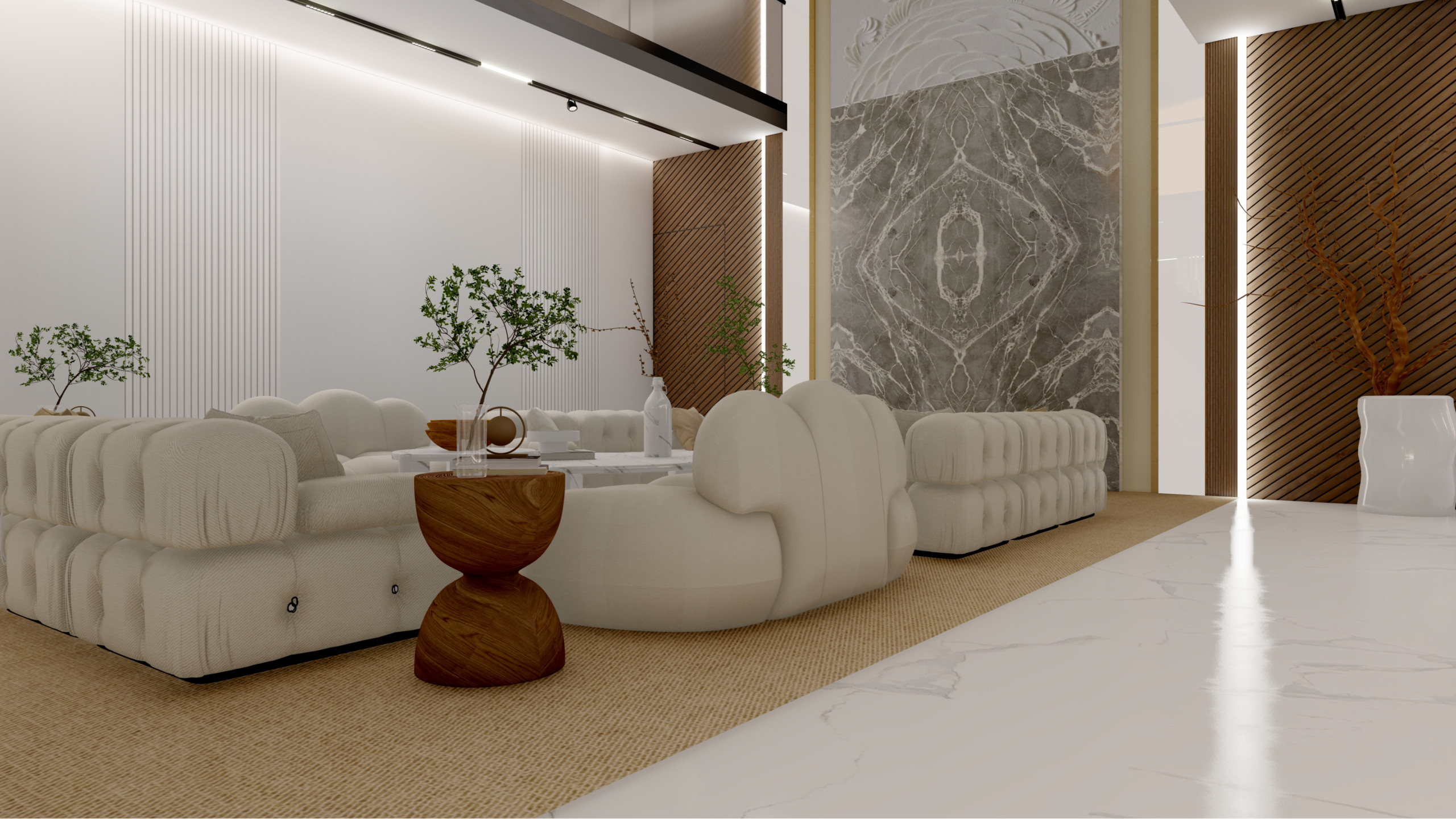 Contemporary Living Room with Soft Colours in Berkhamsted