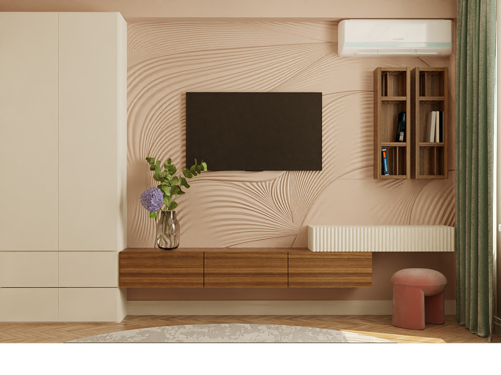 Проект спальни в теплых тонах.