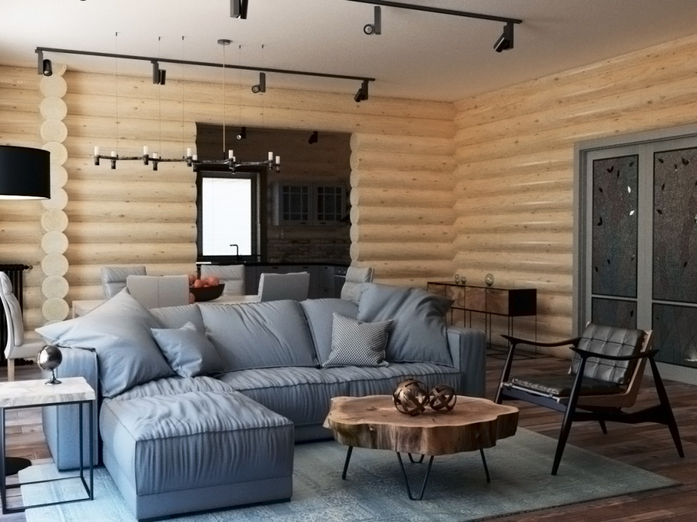 Деревянный дом с современным интерьером