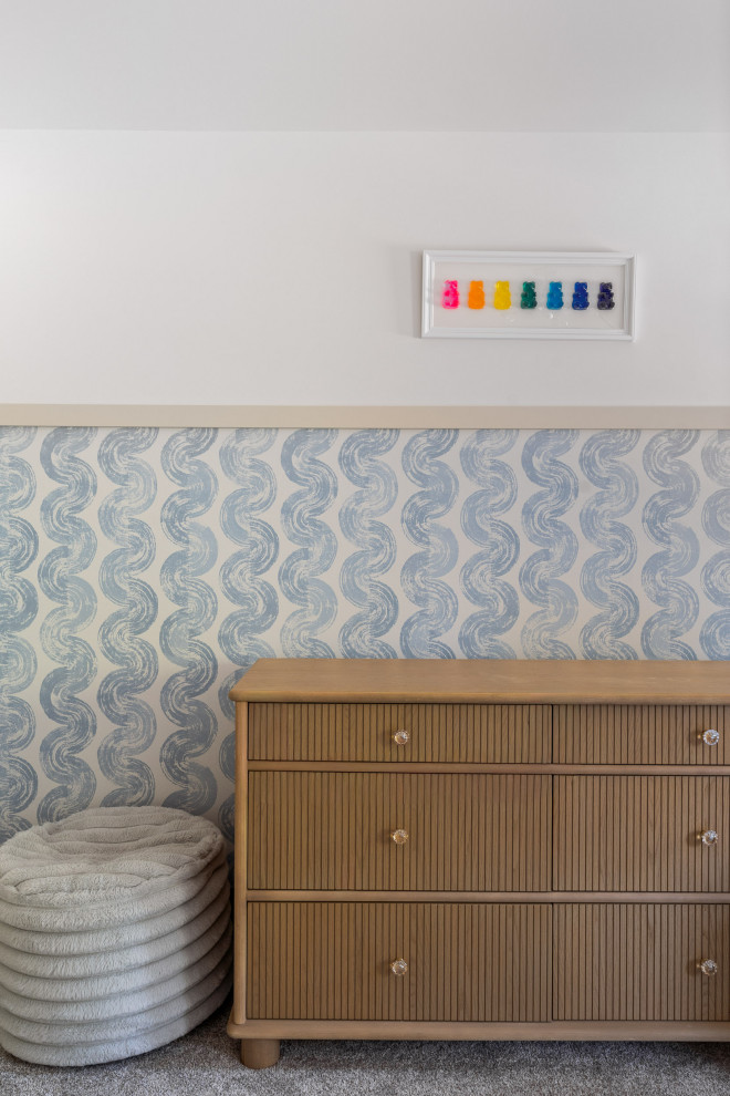 Kids Room with Wave Wallpaper