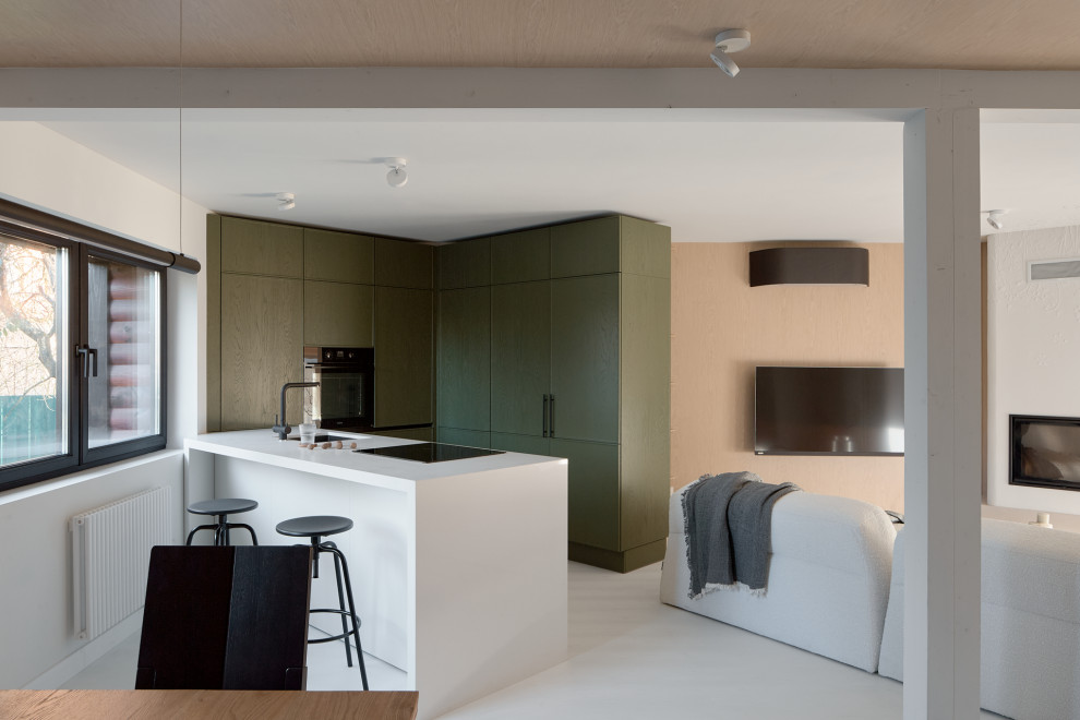 Кухня-гостиная. Разворот на 45 градусов