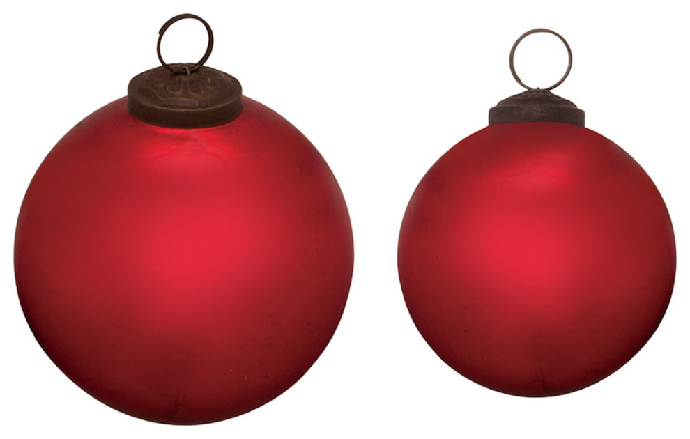 Melrose International Frosted Barn Ball Ornament (Set of 12)