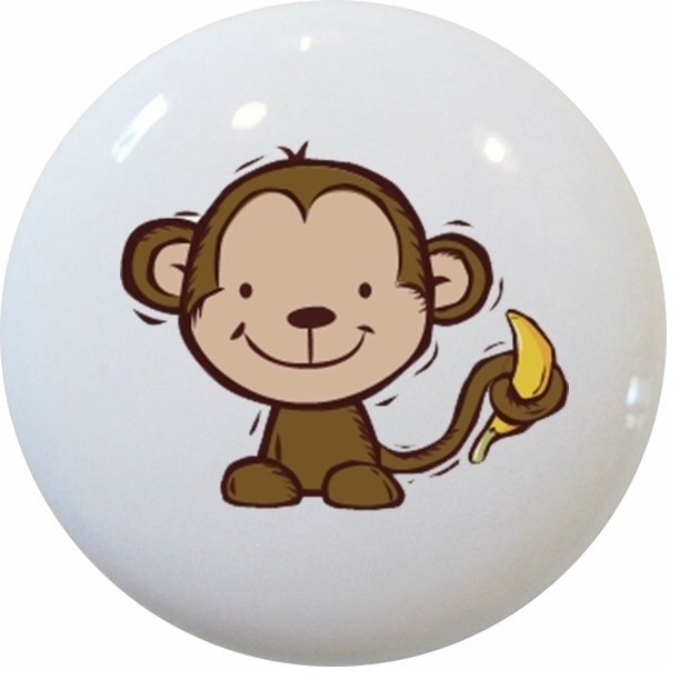 Kid S Monkey And Banana Ceramic Knob Contemporary Cabinet And