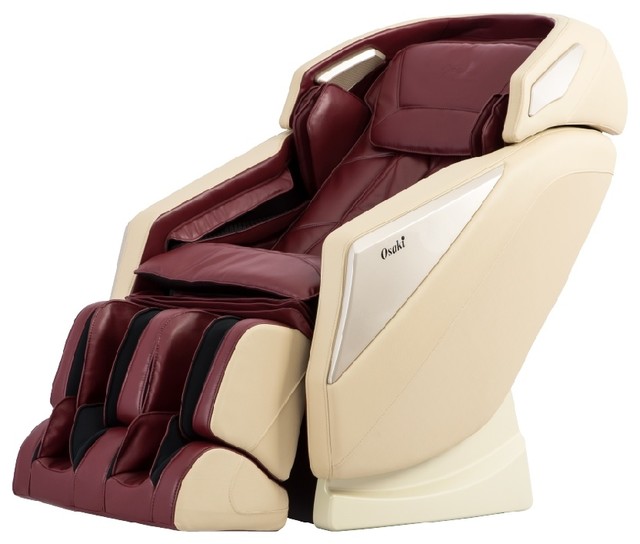 Osaki OSPro Omni LTrack Massage Chair with Foot Roller, Burgundy Contemporary Massage